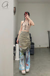 RUI Tie-Dye Drawstring Skirt RSS22WV07 Tie-dyed + Green Striped + Tie-Dye